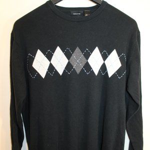 Clayborne Men's Black Argyle Crew Neck Sweater Size XL